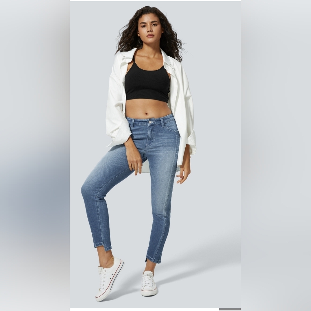 Halara Flex™ Mid Low Rise Zipper Pockets Casual Skinny Jeans